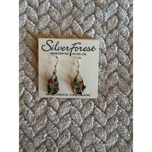 Silver Forest Handcrafted Floral Teardrop Earrings 18k Surgical Steel Earwire